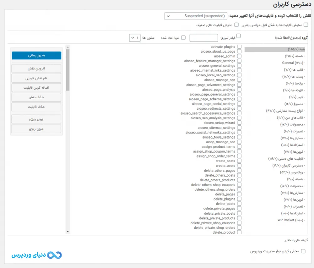 افزونه مدیریت دسترسی کاربران User Role Editor Pro