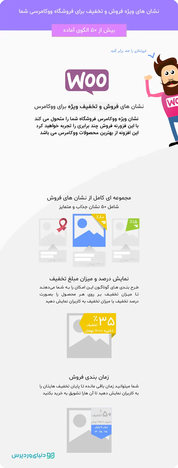 اضافه کردن نشان برای محصولات ووکامرس با Improved Sale Badges for Woo