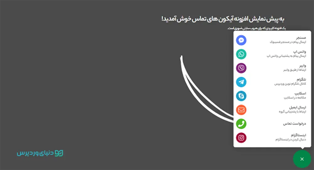 افزونه دکمه های تماس با ما برای شبکه های اجتماعی - All in One Support Button