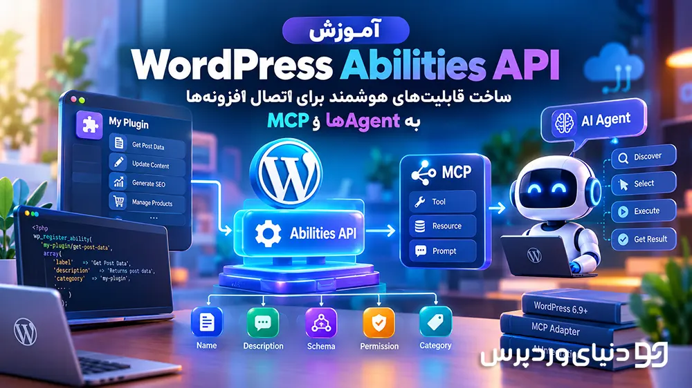 آموزش WordPress Abilities API | ساخت قابلیت‌های هوشمند برای اتصال افزونه‌ها به AI Agentها و MCP
