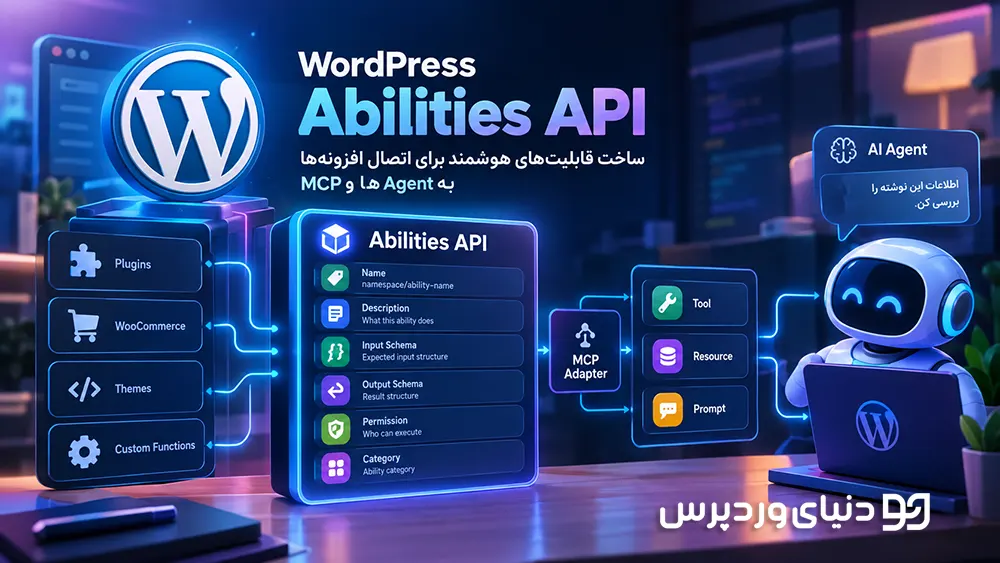 آموزش WordPress Abilities API | ساخت قابلیت‌های هوشمند برای اتصال افزونه‌ها به AI Agentها و MCP