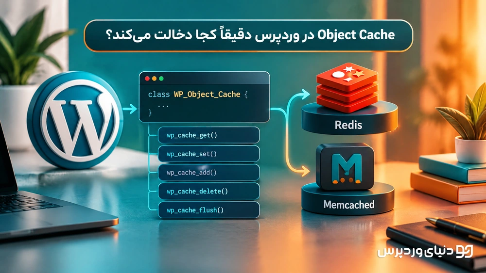 تصویر شمارهٔ 1 دربارهٔ «Object Cache در وردپرس دقیقاً کجا دخالت می‌کند؟» در مقالهٔ «آموزش راه‌اندازی Object Cache در وردپرس با Redis و Memcached»