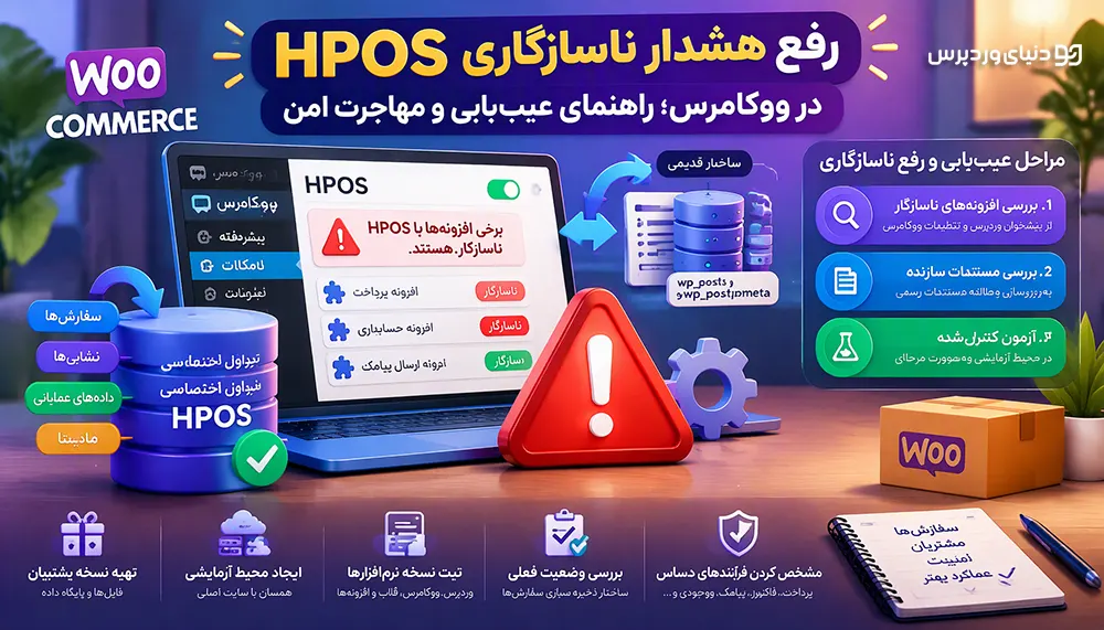 رفع هشدار ناسازگاری HPOS در ووکامرس؛ راهنمای عیب‌یابی و مهاجرت امن